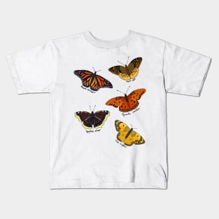 Orange and Brown Butterflies Kids T-Shirt